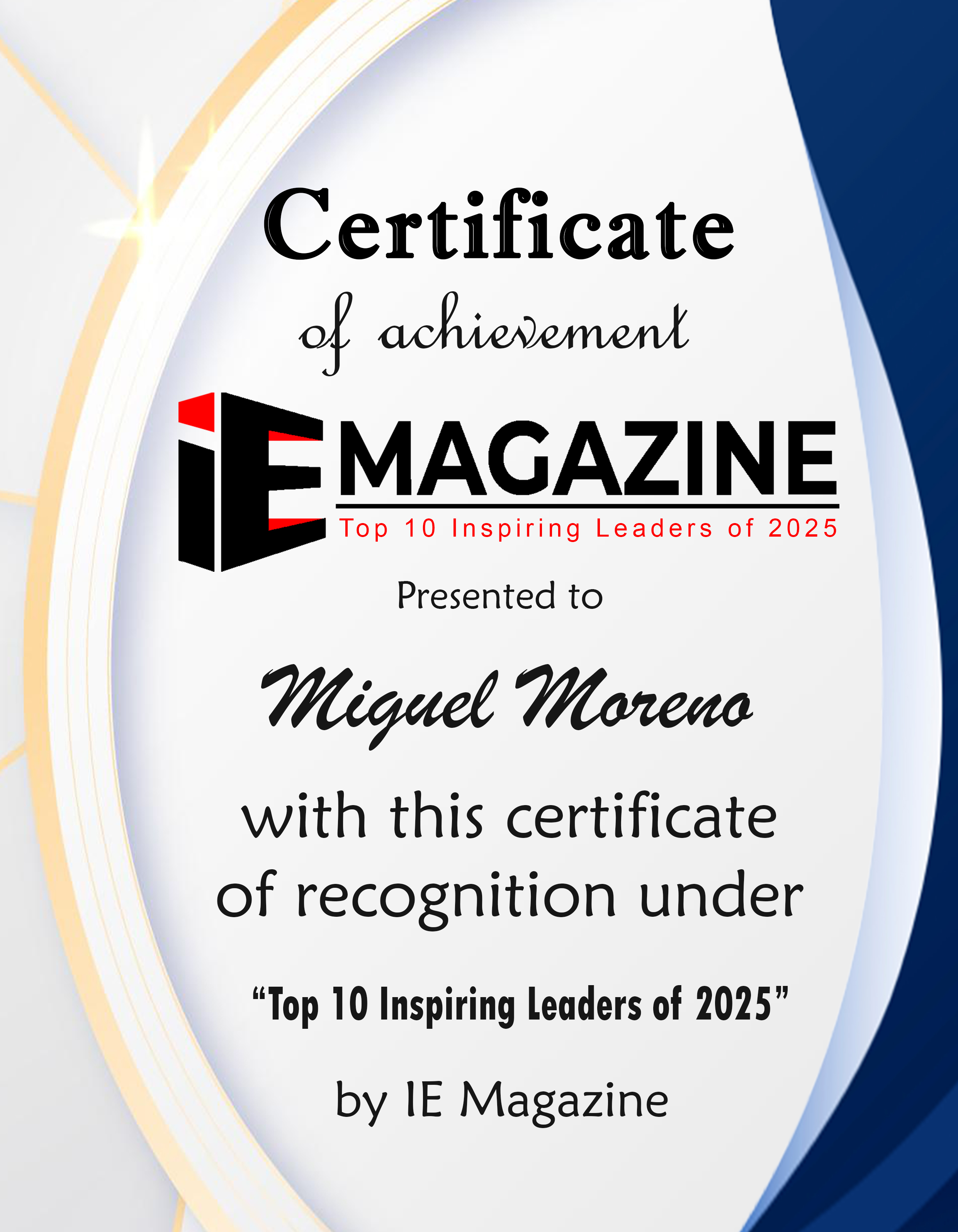 Bruce Piasecki, CEO of AHC Group Certificate